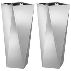 Lot de 2 jardini&egrave;res modernes pour ext&eacute;rieur 30 x 30 x 75 cm avec design chic en acier galvanis&eacute; ar