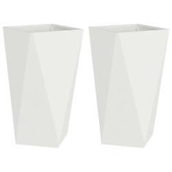 Lot de 2 jardini&egrave;res modernes pour ext&eacute;rieur 40 x 40 x 75 cm en acier blanc 02_0053023