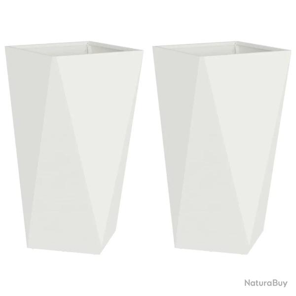 Lot de 2 jardini�res modernes pour ext�rieur 40 x 40 x 75 cm en acier blanc 02_0053023