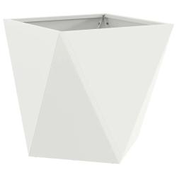 Jardini&egrave;re moderne ext&eacute;rieur jardin 50 x 50 x 50 cm avec base stable design &eacute;pur&eacute; en acier blanc 02