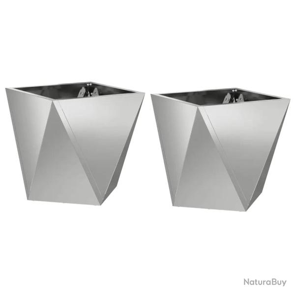 Lot de 2 jardini�res modernes pour ext�rieur 30 x 30 x 30 cm avec design �pur� en acier galvanis� a