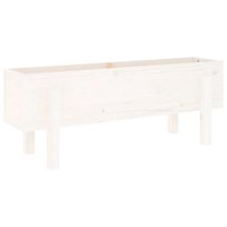 Lit sur&eacute;lev&eacute; de jardin 101 x 30 x 38 cm espace d&eacute;coratif moderne en bois de pin blanc 02_0048497