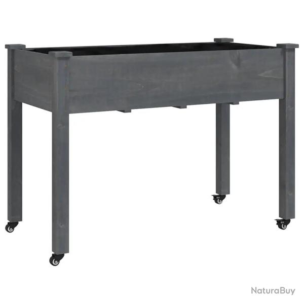 Jardini�re sur roues pratique pour balcon jardin 118 x 59 x 80 cm en bois sapin gris 02_0055338