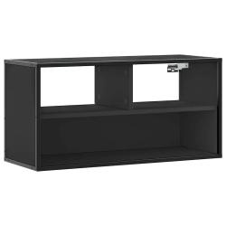 Meuble TV mural tendance noir 80 x 31 x 39,5 cm avec grand espace de rangement style industriel en