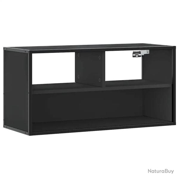 Meuble TV mural tendance noir 80 x 31 x 39,5 cm avec grand espace de rangement style industriel en