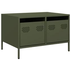 Meuble TV industriel avec 2 tiroirs 68 x 50 x 43 cm rangement pratique en acier lamin&eacute; &agrave; froid vert