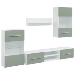 Lot de 5 meubles TV modernes avec &eacute;clairage LED rangement 120 x 39,5 x 34 cm en bois d'ing&eacute;nierie v