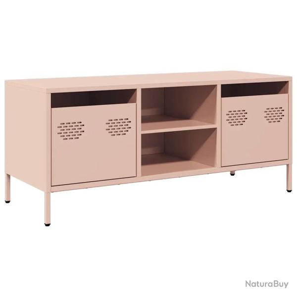 Meuble TV style industriel avec 2 compartiments et 2 tiroirs 101,5 x 39 x 43,5 cm en acier lamin� �