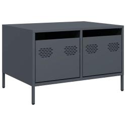 Meuble TV industriel robuste avec 2 tiroirs ajustable 68 x 50 x 43 cm en acier lamin&eacute; &agrave; froid anthr