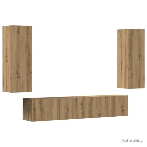 Lot de 4 meubles TV muraux modernes avec grand espace de rangement 80 x 30 x 30 cm en bois d'ing�ni