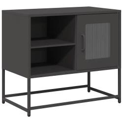 Meuble TV pratique avec grand espace de rangement 68 x 39 x 60 cm en acier noir 02_0049874