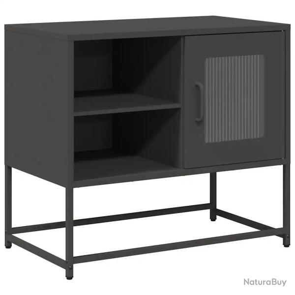 Meuble TV pratique avec grand espace de rangement 68 x 39 x 60 cm en acier noir 02_0049874