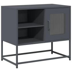 Meuble TV avec rangement pratique 68 x 39 x 60 cm ambiance cosy style industriel en acier anthracit
