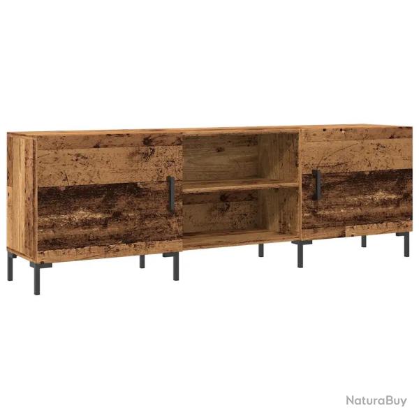 Meuble TV pratique rangement spacieux 150 x 30 x 50 cm en bois d'ing�nierie vieux bois 02_0051148