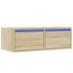 Meuble TV &eacute;l&eacute;gant avec lumi&egrave;res LED 75 x 35 x 25 cm gain de place design contemporain en bois d'ing