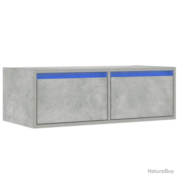 Meuble TV mural avec �clairage LED moderne 75 x 35 x 25 cm gain de place ambiance agr�able en bois