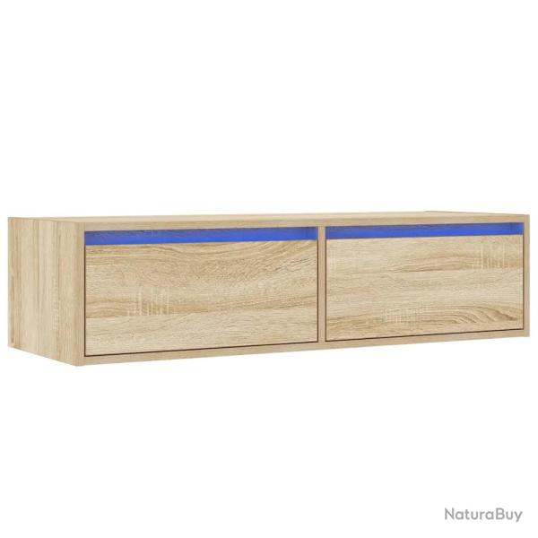 Meuble TV avec �clairage LED design moderne gain de place 100 x 35,5 x 25 cm en bois d'ing�nierie c