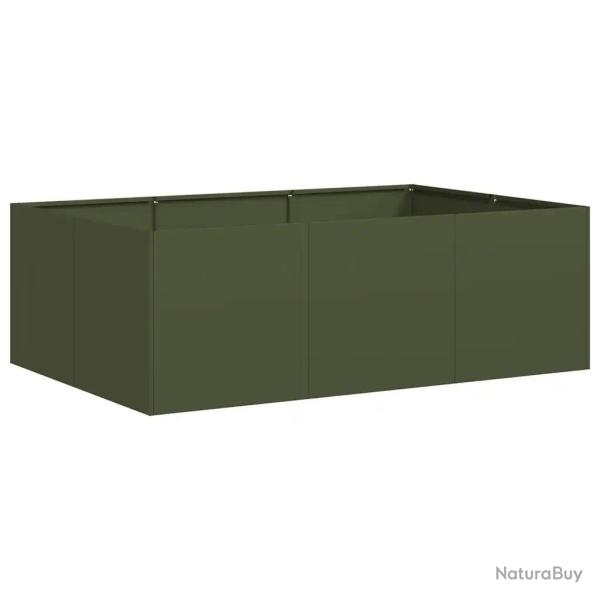Jardini�re rectangulaire ext�rieure moderne fond ouvert 120 x 80 x 40 cm en acier vert olive 02_005