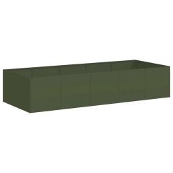 Jardini&egrave;re rectangulaire moderne pour jardin balcon 200 x 80 x 40 cm avec fond ouvert en acier vert