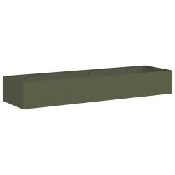 Jardini&egrave;re rectangulaire fond ouvert moderne jardin terrasse 280 x 80 x 40 cm en acier vert olive 0