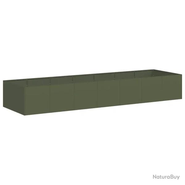 Jardini�re rectangulaire fond ouvert moderne jardin terrasse 280 x 80 x 40 cm en acier vert olive 0