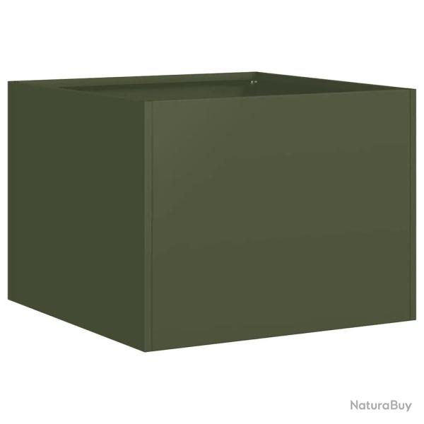 Jardini�re �l�gante fond ouvert pour balcon jardin 40 x 40 x 30 cm en acier lamin� � froid vert oli