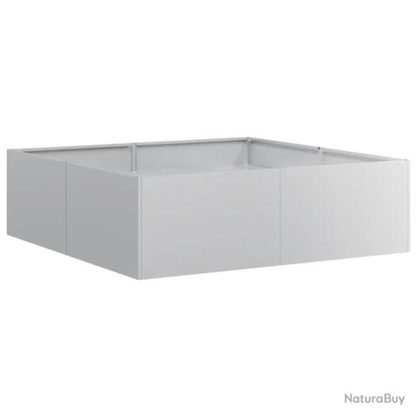 Jardini�re carr� 100 x 100 x 30 cm stable et d�corative jardin balcon en acier galvanis� gris 02_00