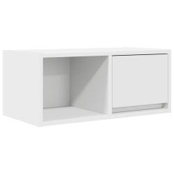 Meuble TV mural blanc 60 x 31 x 25,5 cm design peu encombrant grand espace de rangement en bois d'i