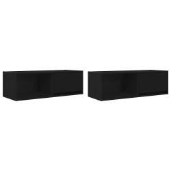 Lot de 2 meubles TV muraux compacts 80 x 31 x 25,5 cm avec grand espace de rangement design ch&ecirc;ne n