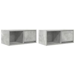 Lot de 2 meubles TV muraux design &eacute;pur&eacute; salon 60 x 31 x 25,5 cm en bois d'ing&eacute;nierie gris b&eacute;ton 02_