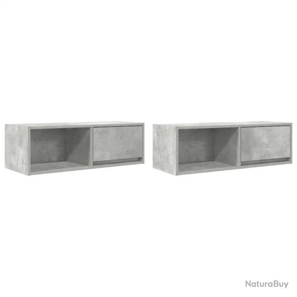 Lot de 2 meubles TV muraux modernes avec grand espace de rangement 80 x 31 x 25,5 cm en bois d'ing�