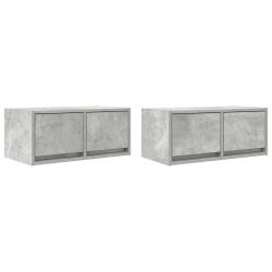 Lot de 2 meubles TV muraux peu encombrants gris b&eacute;ton 60 x 31 x 25,5 cm en bois d'ing&eacute;nierie 02_005