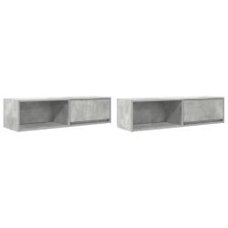 Lot de 2 meubles TV muraux peu encombrants 100 x 31 x 25,5 cm en bois d'ing&eacute;nierie gris b&eacute;ton 02_00