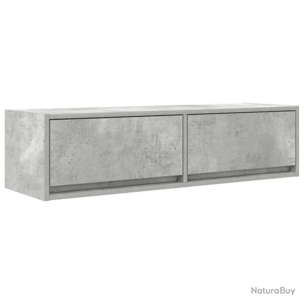 Meuble TV mural moderne gain de place 100 x 31 x 25.5 cm en bois d'ing�nierie gris b�ton 02_0051704
