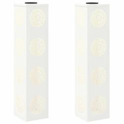 Lot de 2 lampes solaires modernes autoportantes ext&eacute;rieures 18 x 18 x 80 cm en acier blanc 02_00526