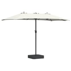 Parasol de jardin pliable moderne 385 x 209 x 244 cm usage ext&eacute;rieur style &eacute;pur&eacute; en polyester sable