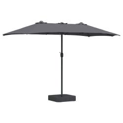 Parasol de jardin moderne pliable 385 x 209 x 244 cm fonctionnel et durable en polyester anthracite