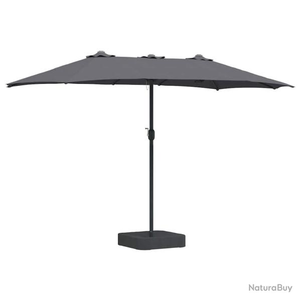 Parasol de jardin moderne pliable 385 x 209 x 244 cm fonctionnel et durable en polyester anthracite