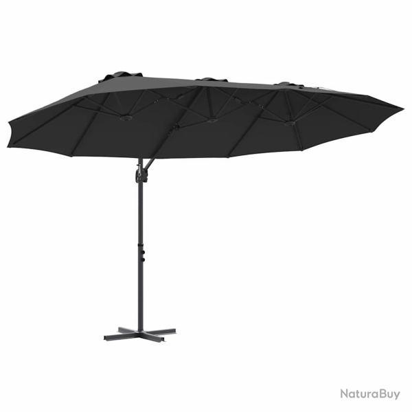 Parasol inclinable moderne pour ext�rieur jardin terrasse 372 x 198 x 243 cm en polyester noir 02_0