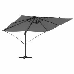 Parasol cantilever moderne inclin&eacute; pivotant pour jardin 351 x 250 x 260 cm en polyester anthracite