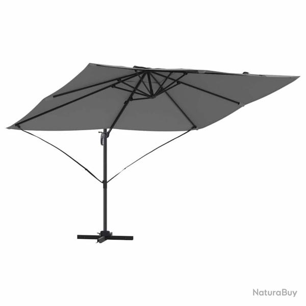 Parasol cantilever moderne inclin� pivotant pour jardin 351 x 250 x 260 cm en polyester anthracite