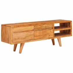 Meuble TV moderne avec &eacute;tag&egrave;re design minimaliste 110 x 30 x 40 cm en bois d'acacia marron 02_00586