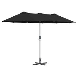 Parasol de jardin pliable durable 370 x 197 x 239 cm en polyester noir 02_0058743