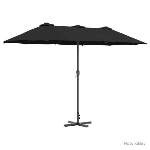 Parasol de jardin pliable durable 370 x 197 x 239 cm en polyester noir 02_0058743