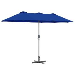 Parasol de jardin pliable moderne 370 x 197 x 239 cm pratique durable en polyester azur 02_0058744