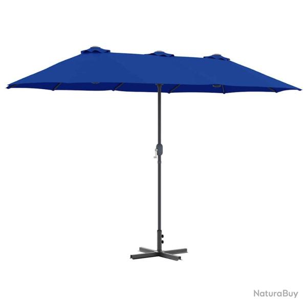 Parasol de jardin pliable moderne 370 x 197 x 239 cm pratique durable en polyester azur 02_0058744
