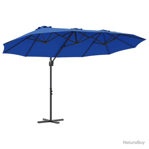 Parasol inclinable moderne ext�rieur 372 x 198 x 243 cm en polyester azur 02_0058752