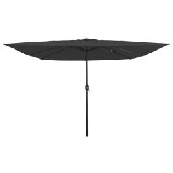 Parasol de jardin moderne pliable 295 x 295 x 245 cm ambiance cosy avec LED en polyester anthracite