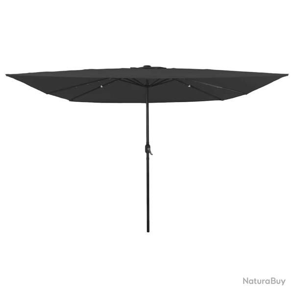 Parasol de jardin moderne pliable 295 x 295 x 245 cm ambiance cosy avec LED en polyester anthracite
