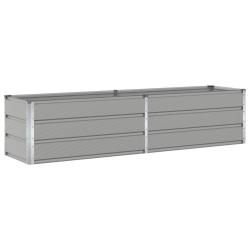 Jardini&egrave;re design moderne ext&eacute;rieure 195 x 50 x 45 cm usage polyvalent en acier galvanis&eacute; gris clai